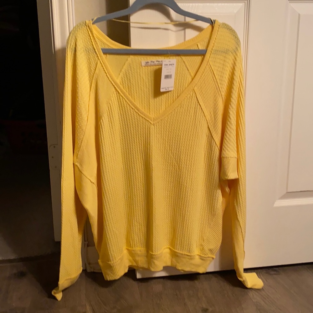 Free people yellow thermal long sleeve NWT